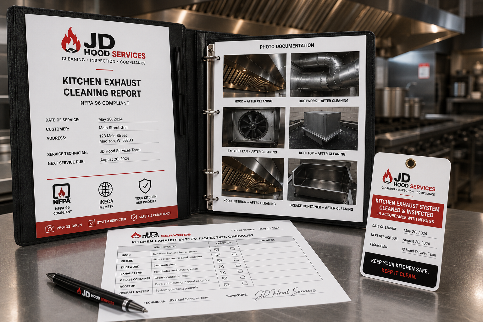 Compliance documentation and service report