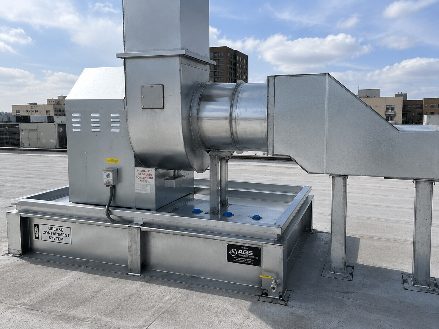 Rooftop grease containment system installation